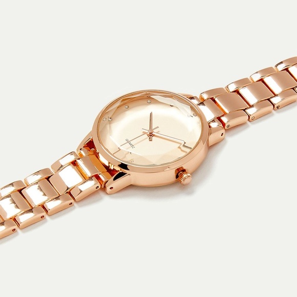 Rose Gold Watch with Faceted Glass - Picture 2 of 3